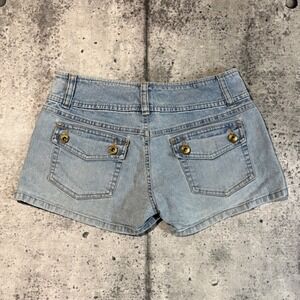 Vtg 00s/Y2K Glo Jeans Mid Rise Denim Shorts Light Wash Cargo Pocket Size 7